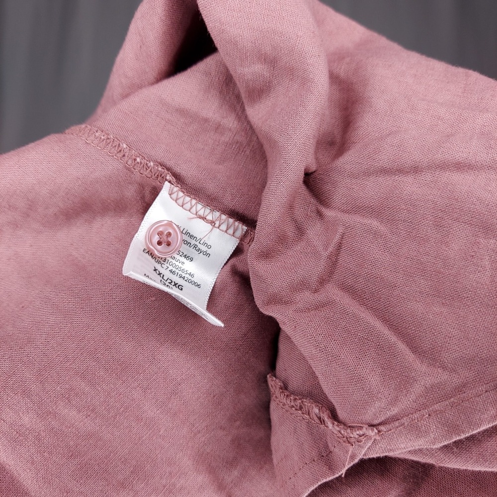 Needle & Cloth Button Shirt Women 20 XXL Pink Long Sleeve Linen Rayon Coastal - Picture 8 of 9